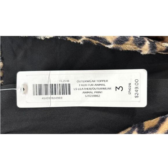 Chico's Leopard Faux Fur Coat Size 3 | Festival Burning Man Vibes | NWT - Picture 4 of 4